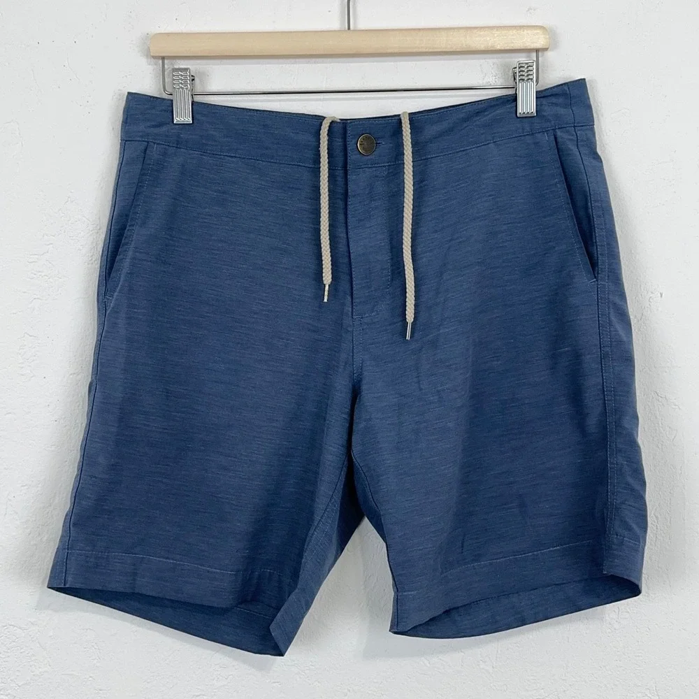 Faherty All day Shorts Mens Sz 33 Blue Drawstring Chino Stretch Casual Pockets
